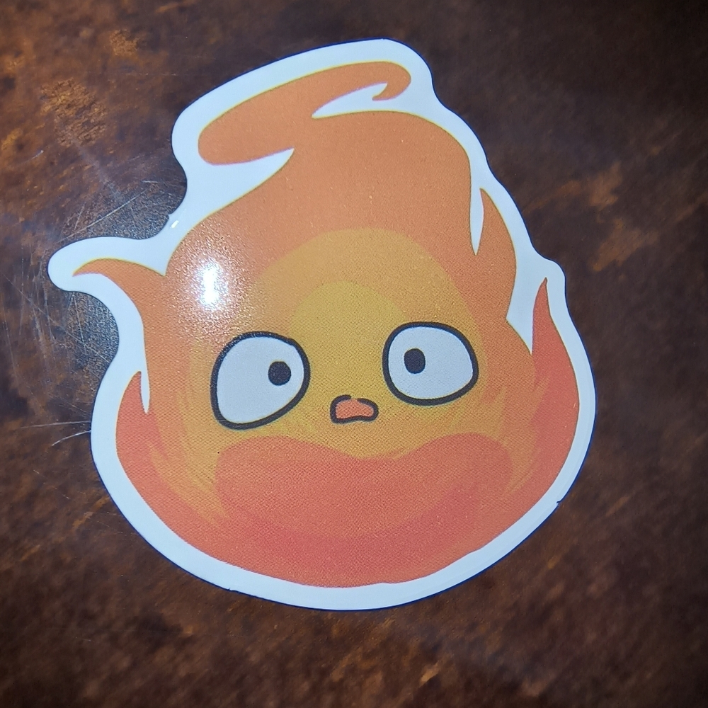 Flame Vinyl Sticker - Orange and Yellow - Calcifer Studio Ghibli Howls Moving